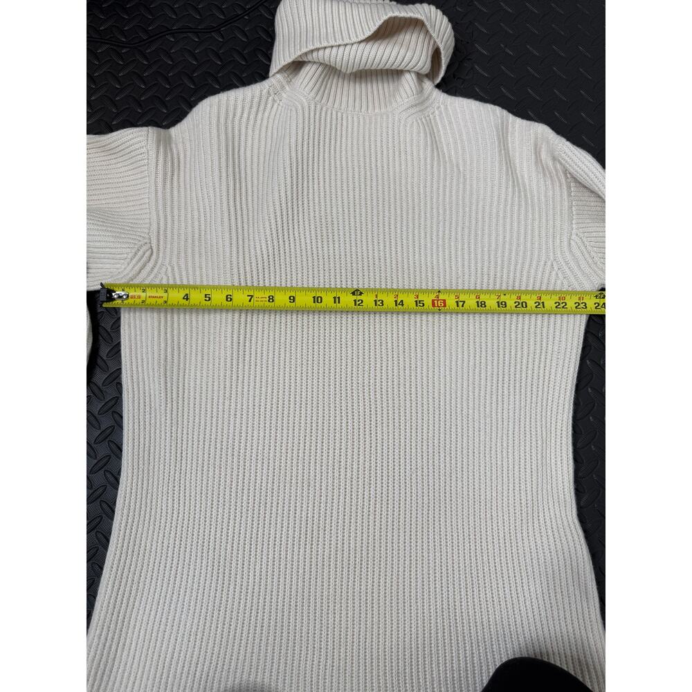 Babaton Turtleneck Sweater Dress Merino Wool Ribbed Cream Long Sleeve Size L - Picture 8 of 9